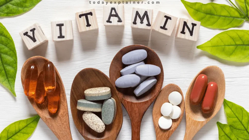 Daily vitamins and supplements on kitchen counter for health and energy