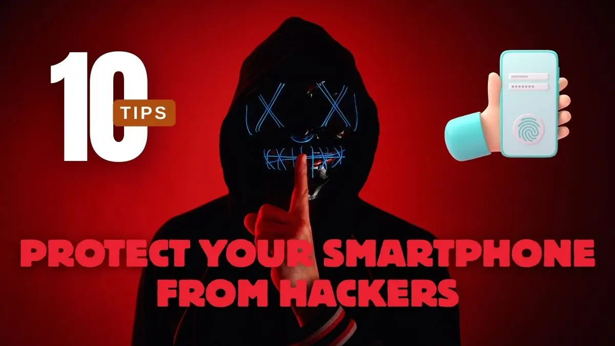 Person securing smartphone with lock icon overlay, representing mobile security in 2025