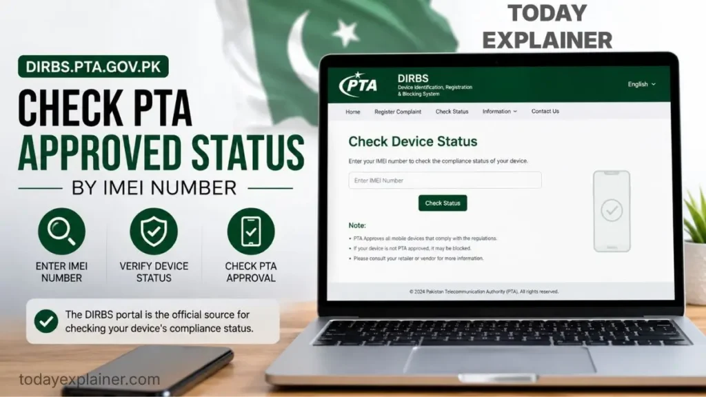 DIRBS website screen used to check PTA approved status by IMEI number