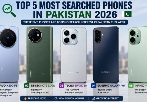Five trending smartphones in Pakistan lined up including Vivo X300 FE and Samsung Galaxy A07