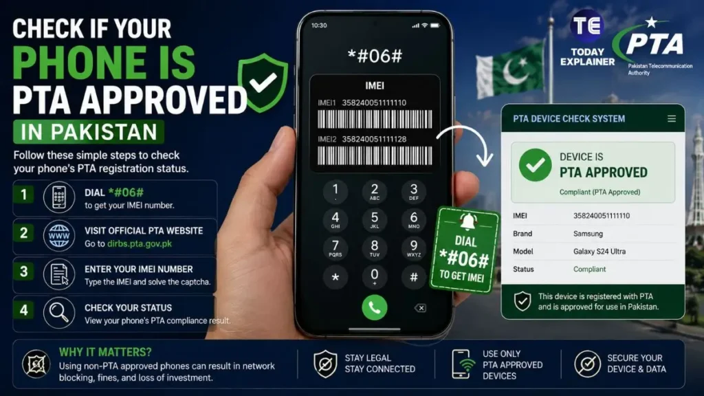 Checking a phone's PTA registration status using the IMEI number in Pakistan