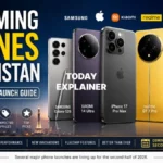 Graphic showing upcoming phone launches in Pakistan for 2026
