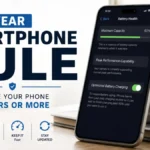 Battery health percentage shown in phone settings on an Android and iPhone