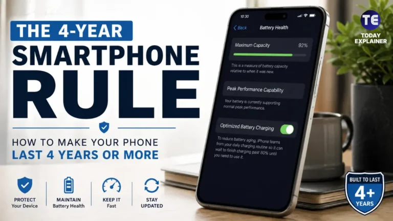 Battery health percentage shown in phone settings on an Android and iPhone