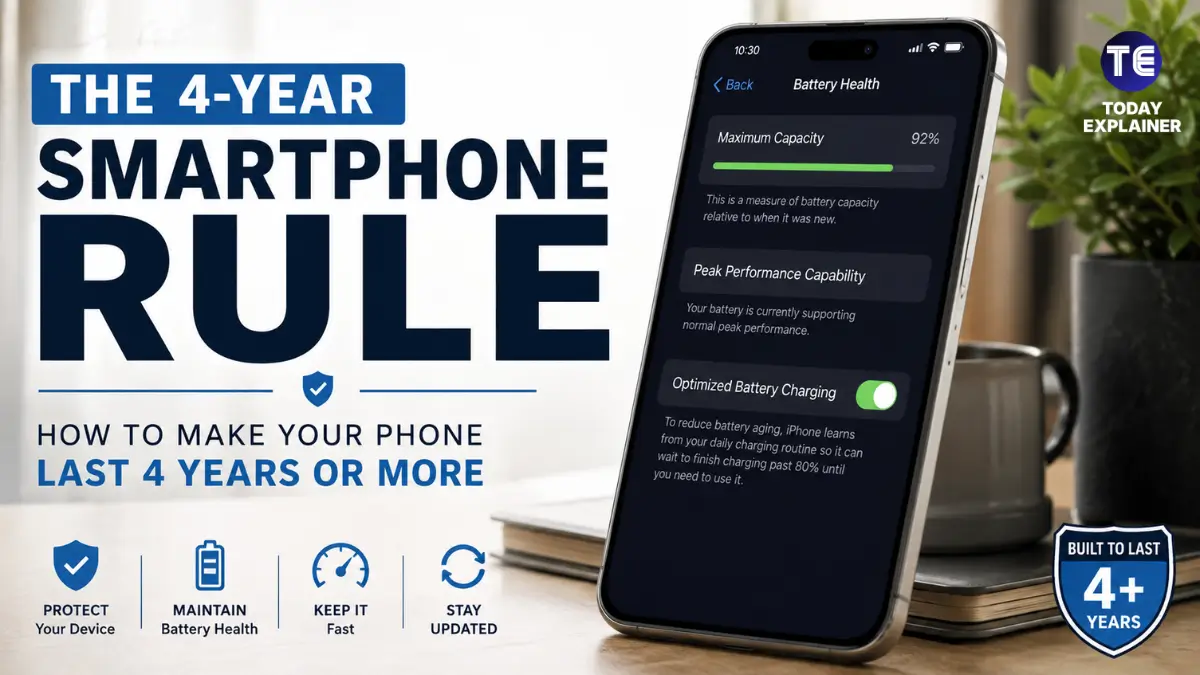 Battery health percentage shown in phone settings on an Android and iPhone