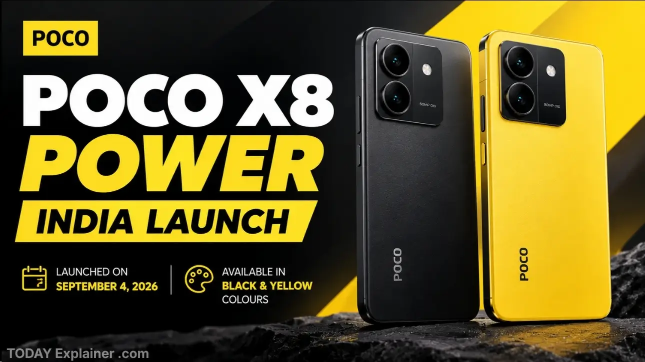 Poco X8 Power smartphone in black and yellow colour options displayed side by side